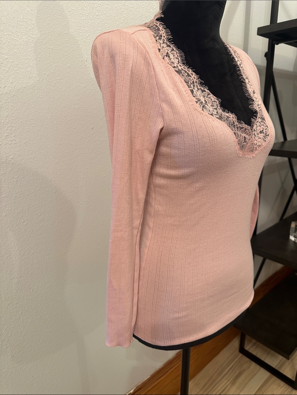 Victoria's Secret Pink Lace-Trim Long Sleeve Tee - Picture 4 of 8